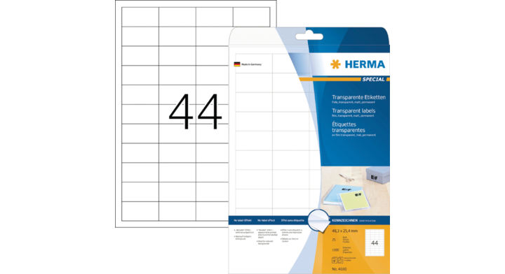 Etiket herma 4680 48.3x25.4mm a4 folie 1100st tr(4680)
