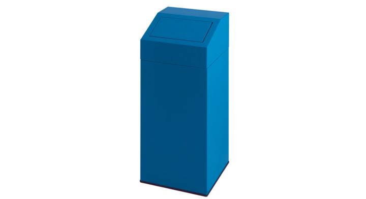 Metalen afvalbak met pushdeksel, 45 liter, blauw, VB 221233