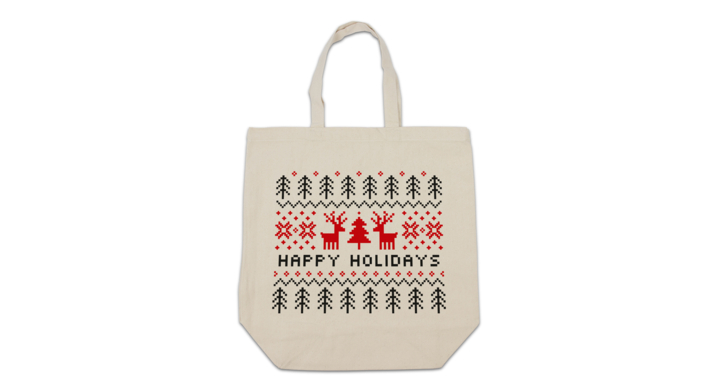 Kerst canvas tote bag , Ugly sweater 42x44+2x7cm ecru (100)