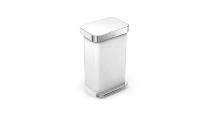 Simplehuman, pedaalemmer, 45 liter, wit RVS, VB 018140