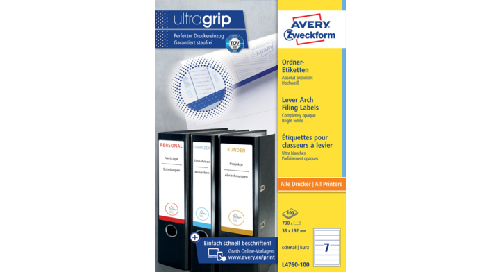 Rugetiket avery l4760-100 192x38mm 700st