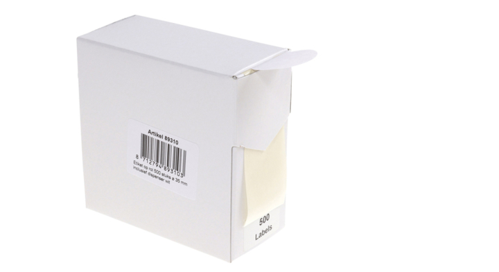 Etiket rillprint 35mm 500st op rol wit(89310)
