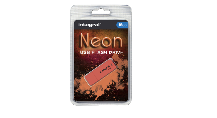Usb-stick integral fd 16gb neon oranje(infd16gbneonor)