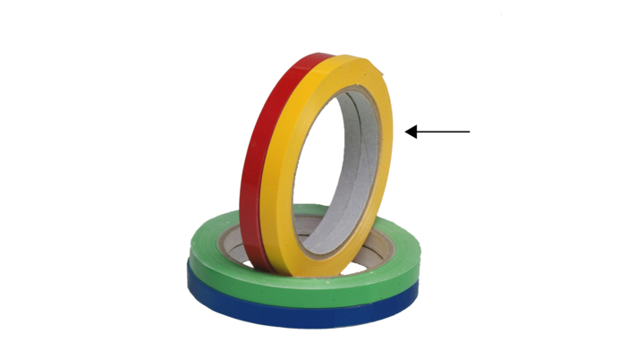 Tape voor zakkensluiter, PVC, 9mm x 66m, geel (16 rol)