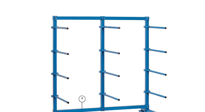 Horizontale steun voor draagarmwagen 1200 mm lang