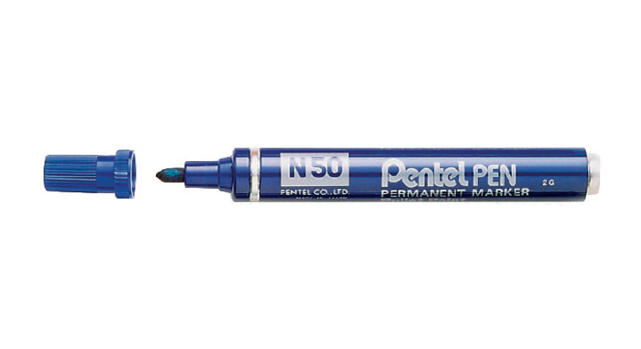 Viltstift pentel n50 perm rond 1.5-3mm blauw