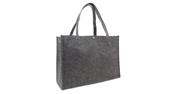 Draagtas, 45+15x33cm, vilt met drukknoop, d.grijs (50 stuks)