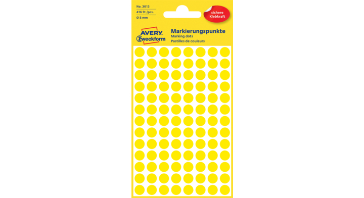 Etiket avery zweck 3013 8mm geel 416st