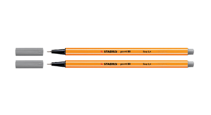 Fineliner stabilo point 88 donkergrijs