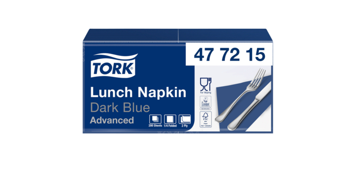Lunchservet tork advanced vierdevouw donkerblauw(477215)