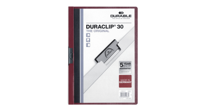 Klemmap durable 2200 a4 pl/tr 3mm aubergine