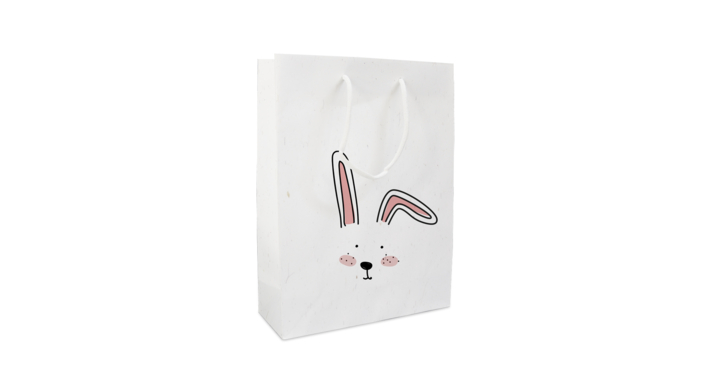 Luxe pasen tassen,Rabbit 20+8x26cm, wit, (100st)