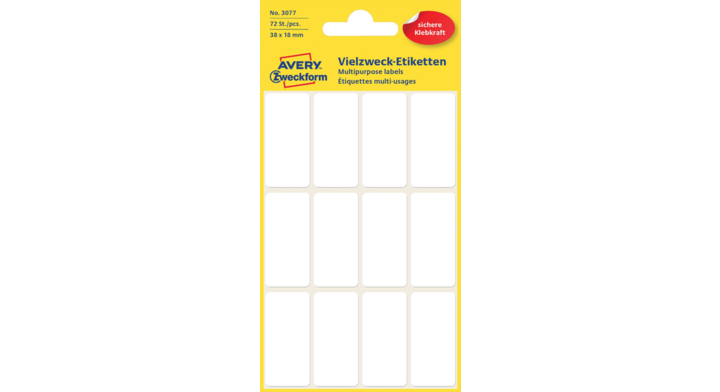 Etiket avery zweck 3077 38x18mm 72st