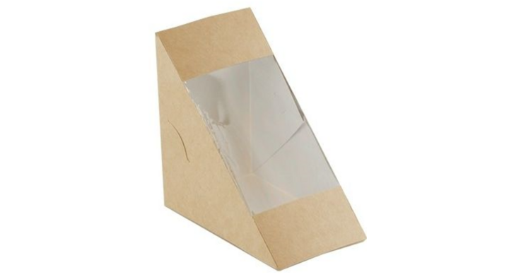 Sandwichbox, kraft-PLA, 123x123x72mm (500 stuks)