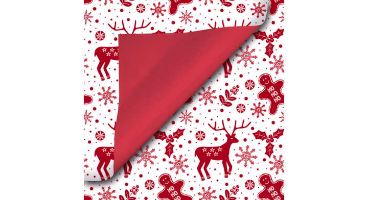 Cadeaupapier Kerst, 50cm x 200 meter, D091, rood
