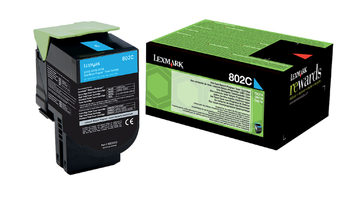 Tonercartridge lexmark 80c20c0 802c 1k blauw(80c20c0)
