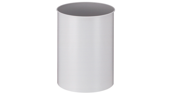 Metalen papierbak, rond, 15 liter, grijs, VB 100100