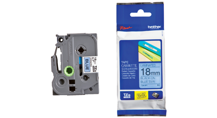 Lettertape brother p-touch tz541 18mm blauw/zw