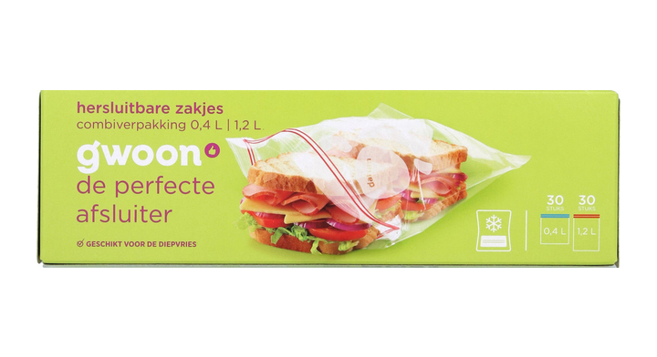 Hersluitbare zak G'woon | 30 x 0.4L en 30 x 1.2L (3231283)