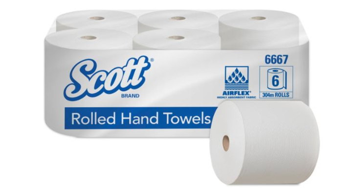 Scott | Handdoekrol | 304 Meter | 1-Laags | Wit | 6667 (6 stuks)
