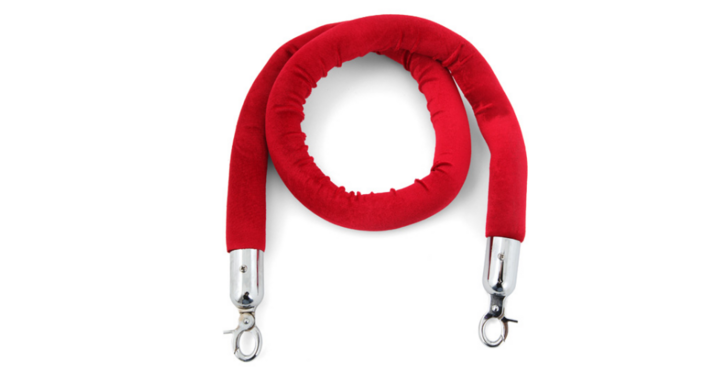 Koord van velours met sluithaken, rood/verchroomd, VB 944135