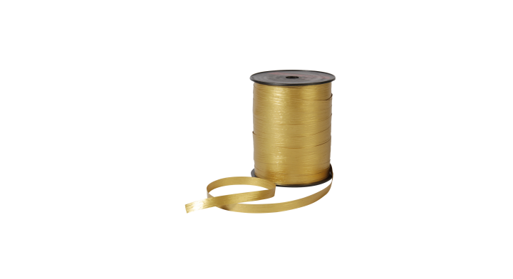 Krullint, paperlook, 10mm x 250m, goud