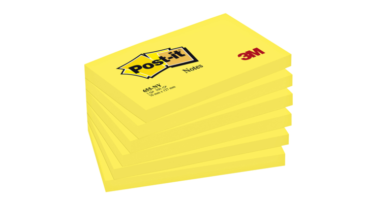 Memoblok 3m post-it 655 76x127mm neon geel