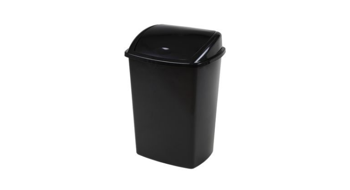 Afvalbak met swingdeksel, 8 liter, zwart, VB 018402