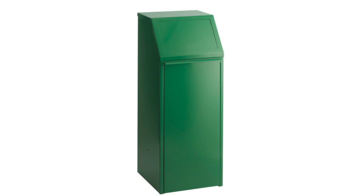 Metalen afvalbak met pushdeksel, 70 liter, groen, VB 205031