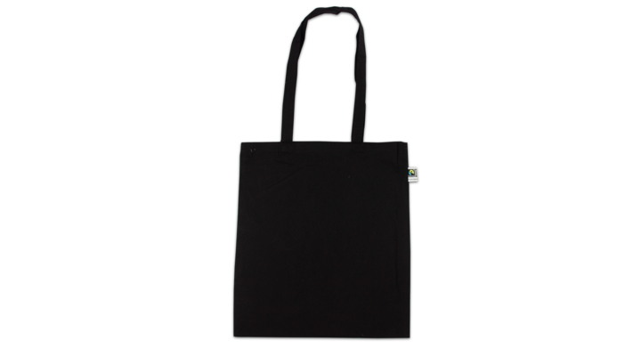 Draagtas, katoen, 38x42cm, Fairtrade®, lus, zwart (100 stuk)