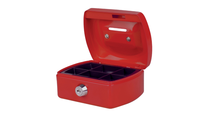 Geldkist pavo 125x95x60mm met gleuf rood(8008377)
