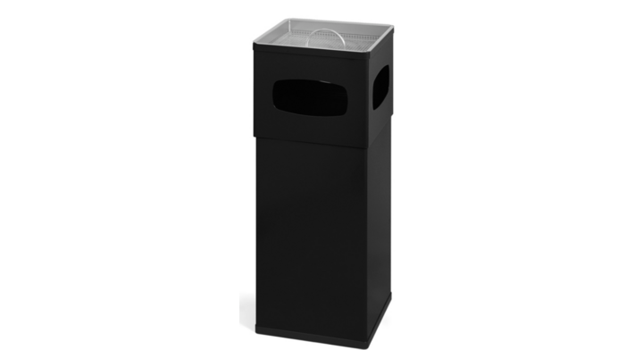 Aluminium afvalbak met ashouder, 50 liter, zwart, VB 881000