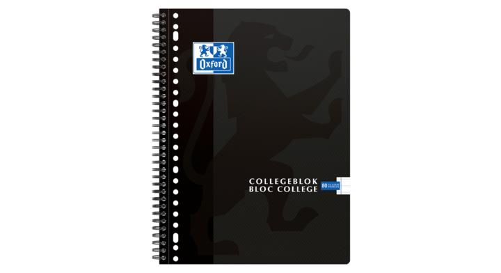 Collegeblok oxford a4 23r lijn 80vel zwart(400094450)