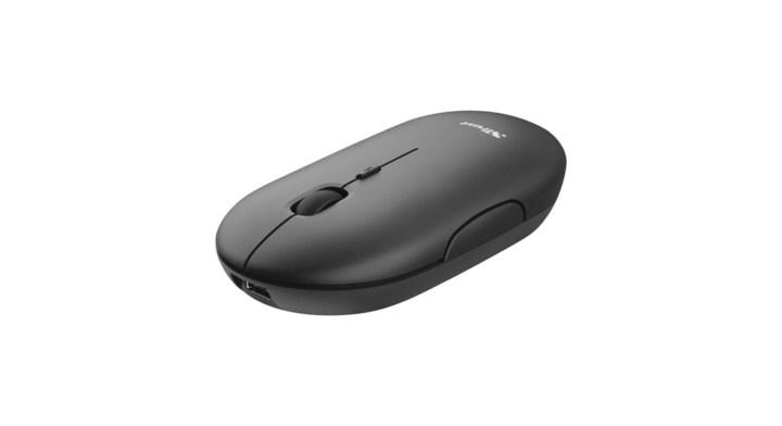 Muis trust puck draadloos oplaadbaar zwart(24059)