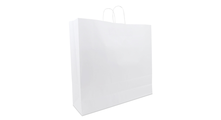 Draagtas, papier, gedraaid, 54+15x49cm, basic, wit (100 st)