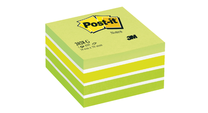Memoblok 3m post-it 2028g 76x76mm aquarelle gn