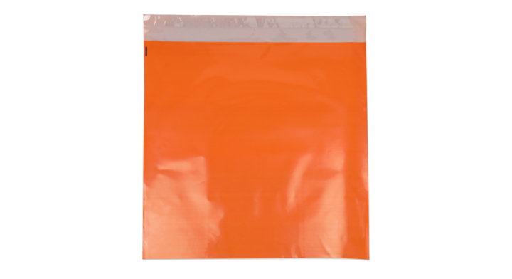 Verzendzak, plastic,  50x46cm+klep, oranje (250 stuks)