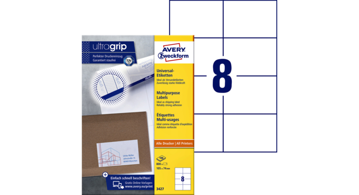 Etiket avery zweck 3427 105x74mm 800st
