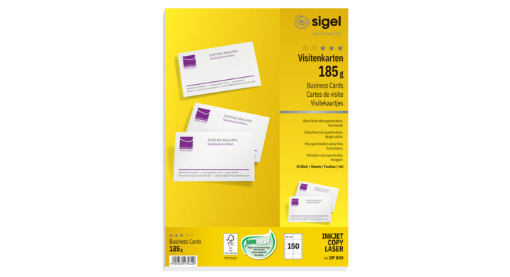 Visitekaartjes sigel 3c 180gr wit(si-dp830)