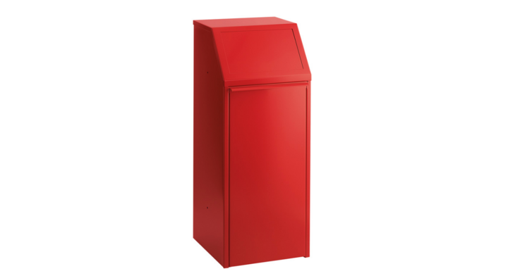 Metalen afvalbak met pushdeksel, 70 liter, rood, VB 205031