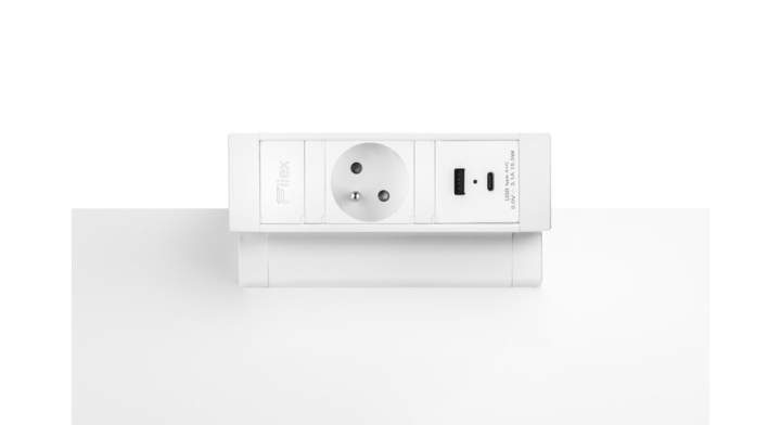 Filex, Power Desk Up 2.0, 1x 230V Frans, USB A+C, wit