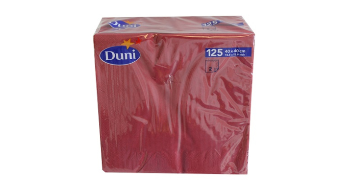 Duni Tissue, servet, 40x40 cm, 2-laags, Bordeaux, 180408 (2000 stuks) | OP=OP AANBIEDING