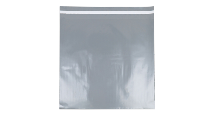 Verzendzak, plastic,  50x46cm+klep, zilver (250 stuks)