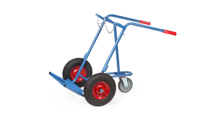 Gasflessenwagen met steunwiel, Draagverm. 150kg Rubber band