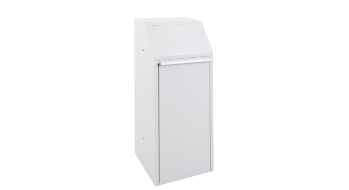 Metalen afvalbak met pushdeksel, 70 liter, grijs, VB 205031