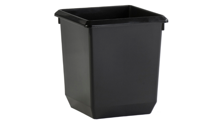 Kunststof papierbak, vierkant, 21 liter, zwart, VB 045440