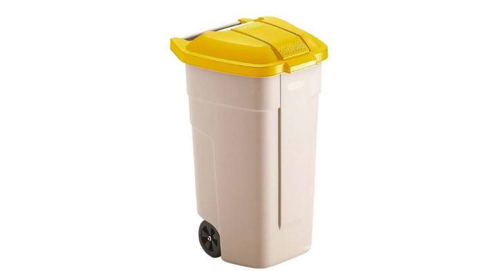 Afvalcontainer, 100 liter, beige/geel, VB 002900