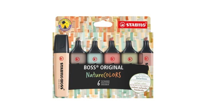 Markeerstift stabilo boss 70/6 nature etui à 6st(70/6-2-2)