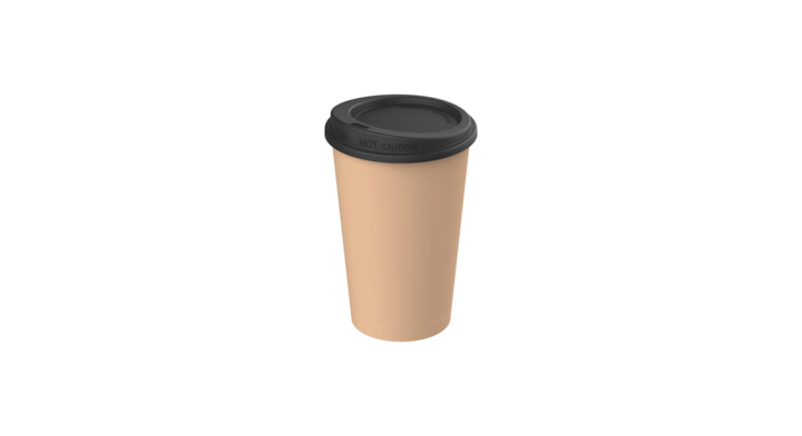 Kunststof beker to go, 300ml, bruin met zwart deksel