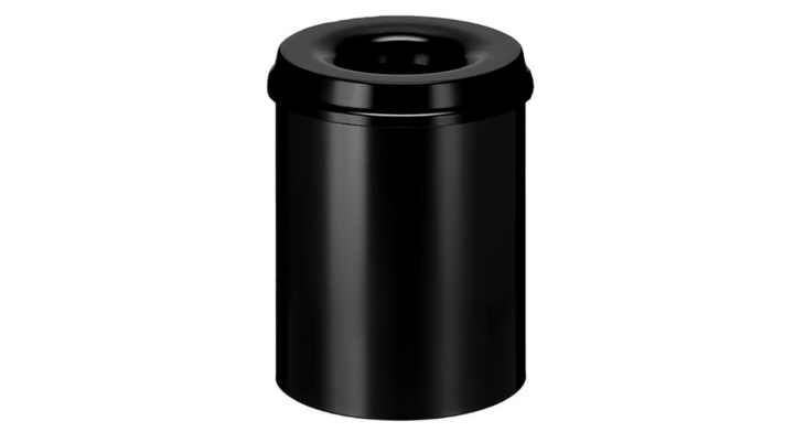 Metalen papierbak, vlamdovend, 15 liter, zwart, VB 101500